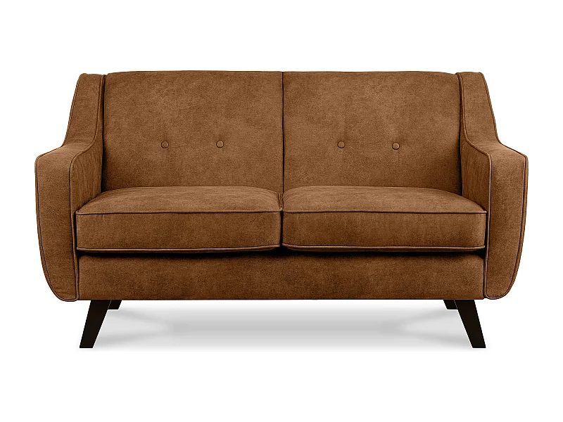 Sofa - 2 Sitzer im zeitlosen Design - in Lederoptik - rotbraun - TERSO