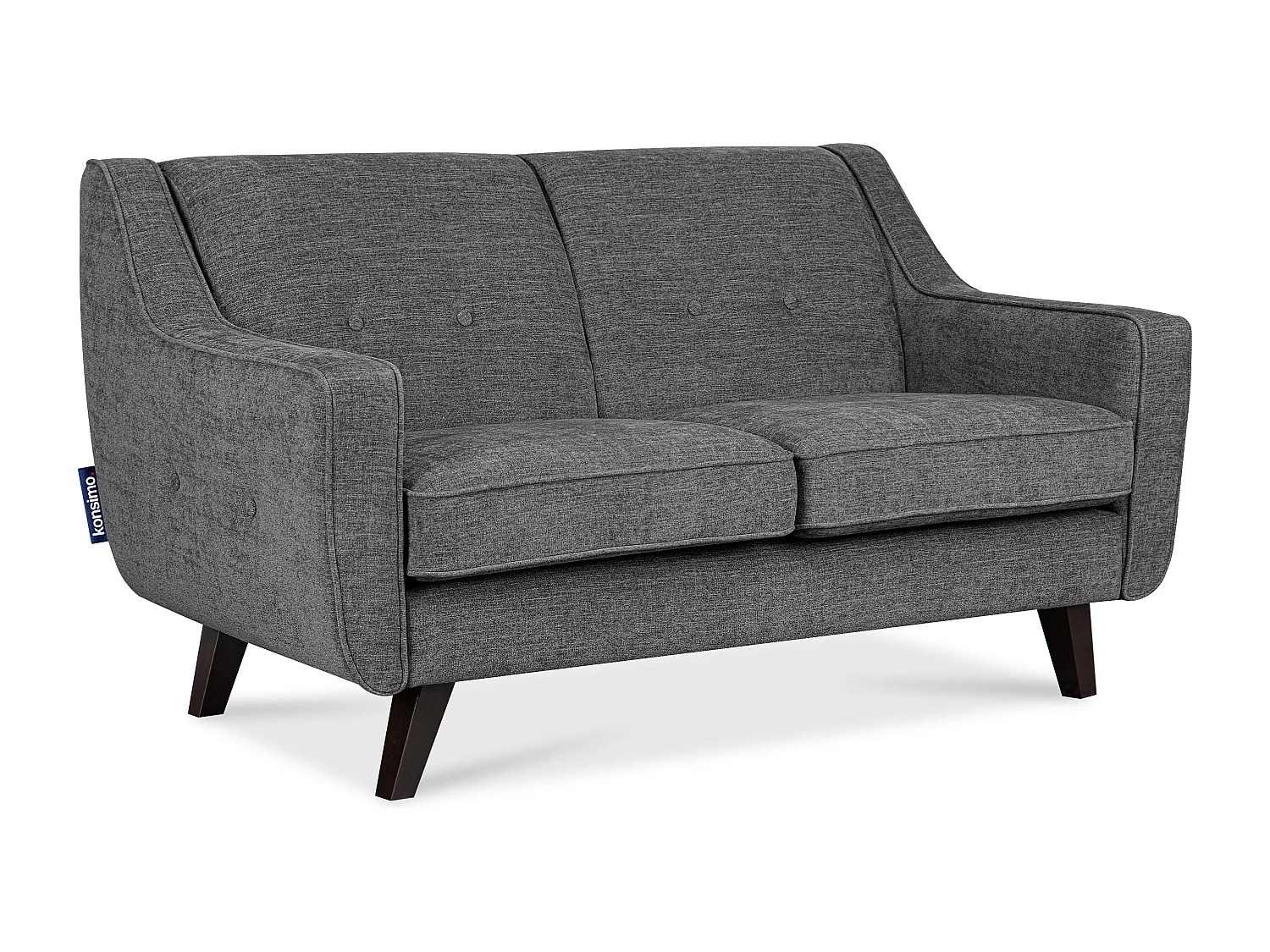 Sofa - 2 Sitzer im zeitlosen Design - Velours-Bezug - silber - TERSO