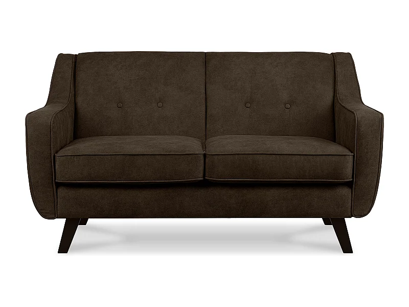 Sofa - 2 Sitzer im zeitlosen Design - in Lederoptik - dunkelbraun - TERSO
