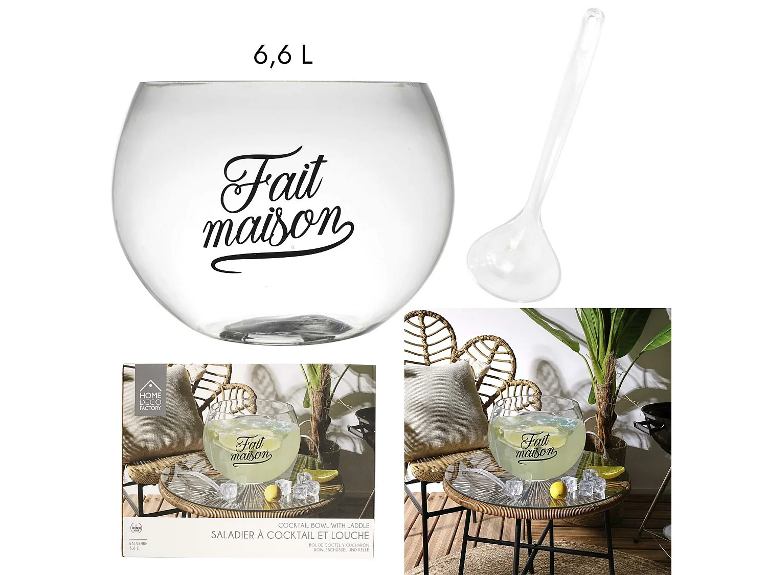 Saladier A Cocktail 6.6l Et Louche Transparent