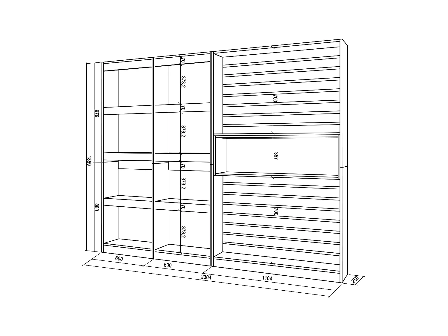 Étagère Bibliothèque, 230x25x186cm, Salon Salle à manger Bureau, Salon, Bureau, Chêne et noir