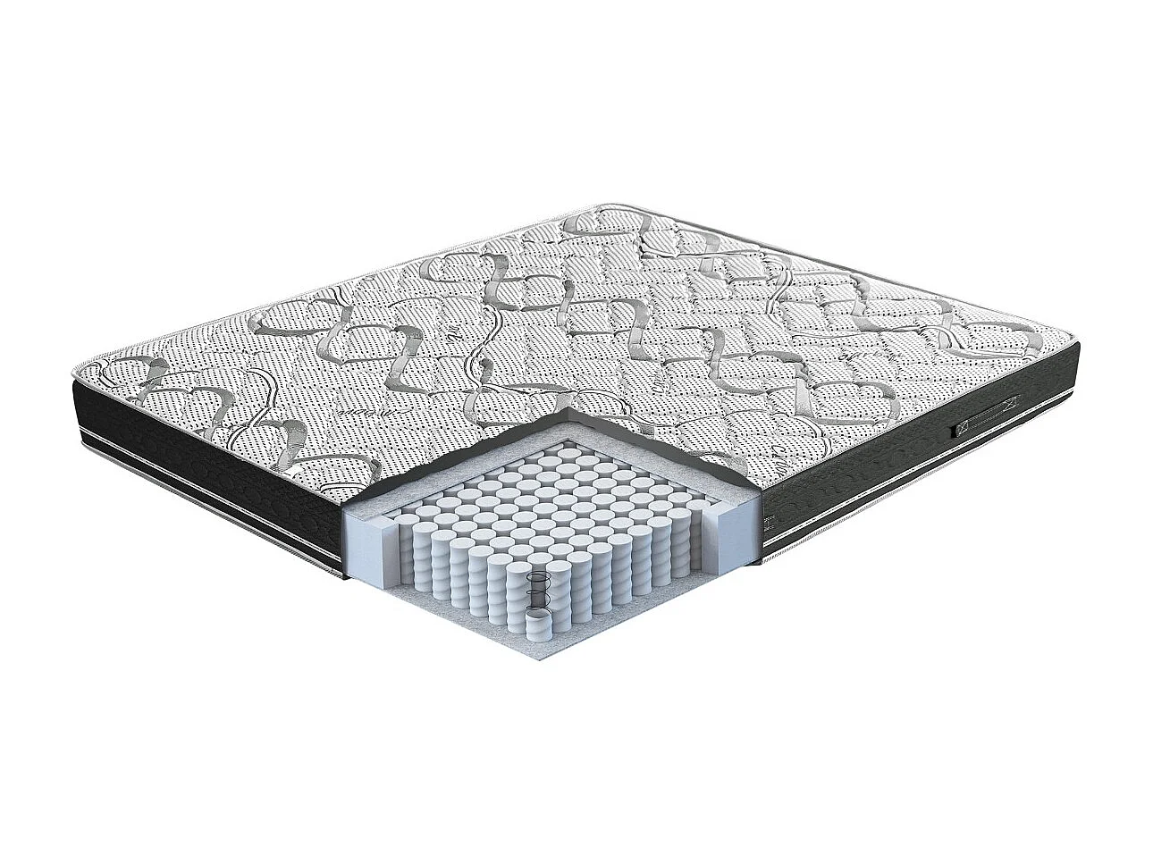 Materasso Molle Insacchettate Singolo 85x190, alto 22 cm - Rivestimento Carbon. | Jolie