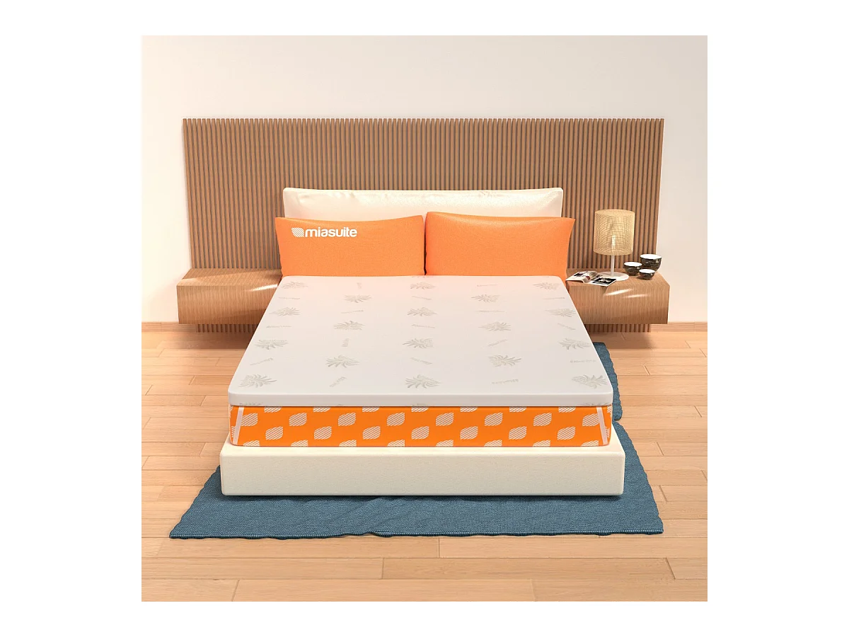 Surmatelas 140x190 en MemoryFoam - haut de 3 cm, déhoussable, tissu AloeVera | Correcteur H3