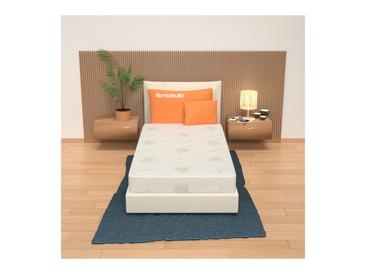 Matelas en mousse à mémoire de forme, 90x200 hauteur 17 cm - Housse amovible, revêtement Aloe Vera | Baldo