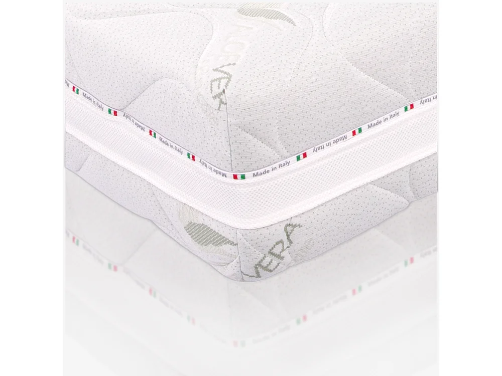 Materasso Memory Alla Francese 140x195, alto 21 cm - Sfoderabile, Rivestimento in Aloe Vera, Traspirante | Deluxe