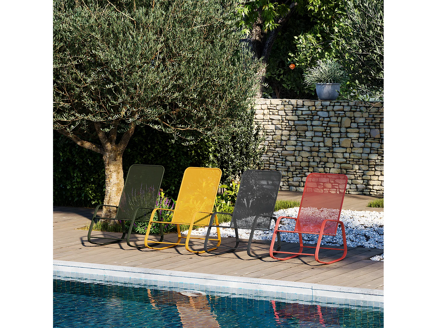 Lot De 2 Rocking Chair "Gordes" Kaki - Acier