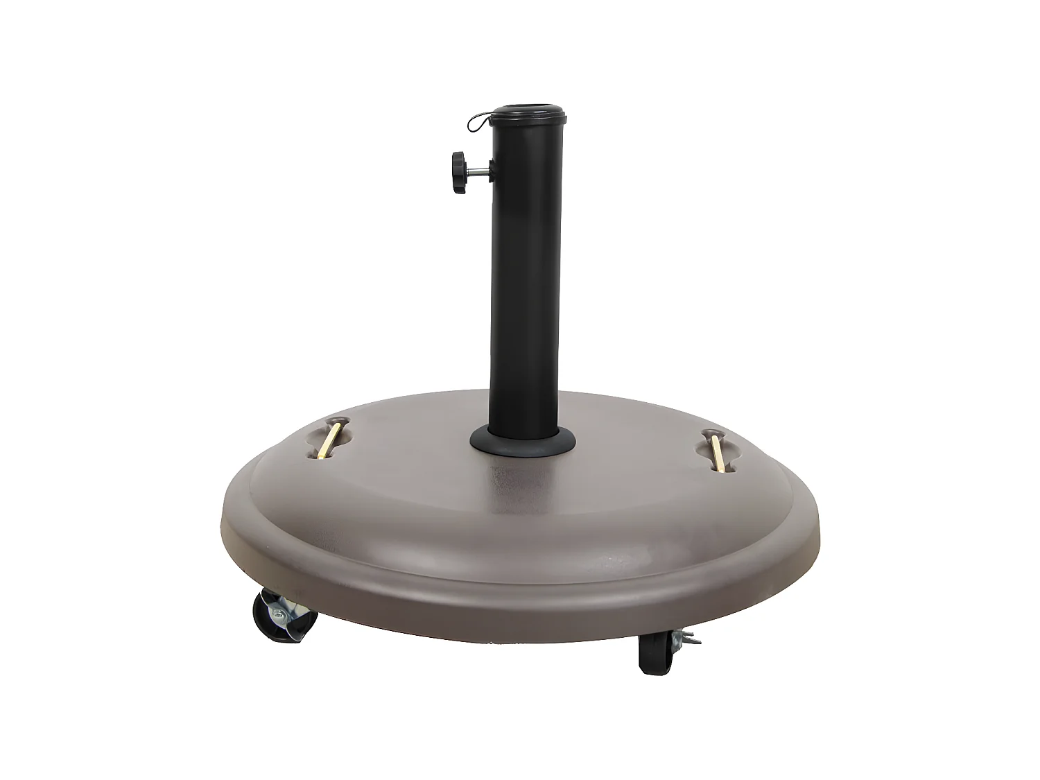 Pied De Parasol Béton Rond 25kg A Roulettes - Taupe