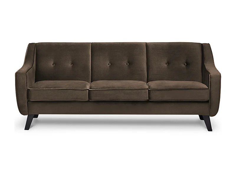 Sofa - 3 Sitzer im zeitlosen Design - Velours-Bezug - braun - TERSO