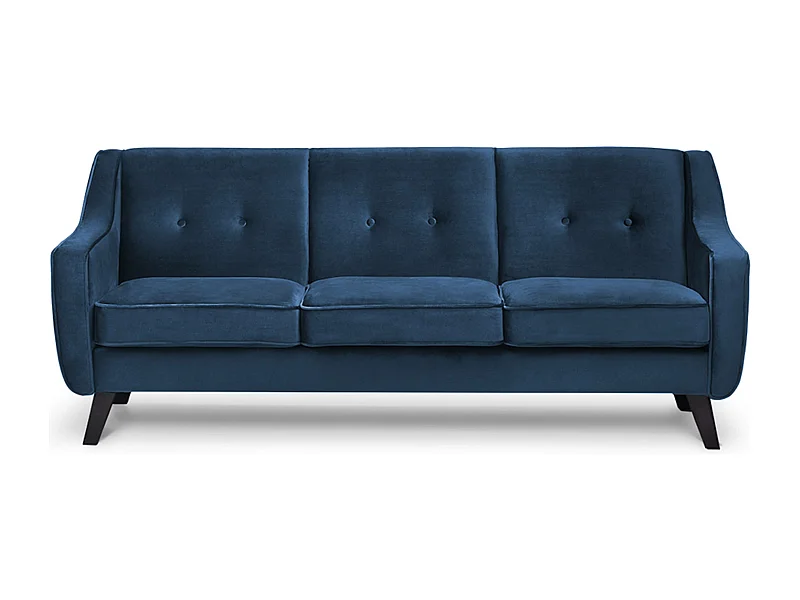 Sofa - 3 Sitzer im zeitlosen Design - Velours-Bezug - blau - TERSO
