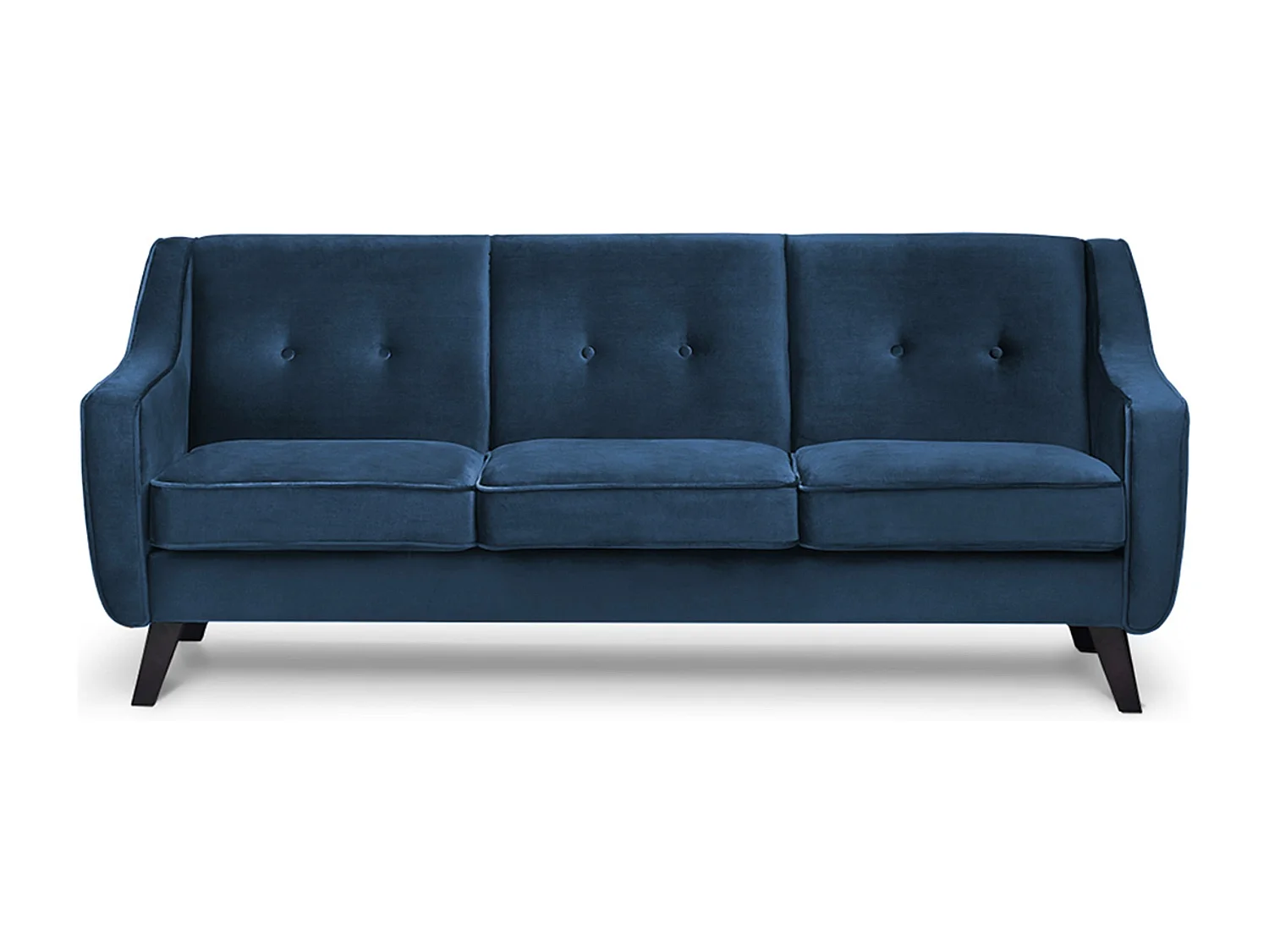 Sofa - 3 Sitzer im zeitlosen Design - Velours-Bezug - blau - TERSO