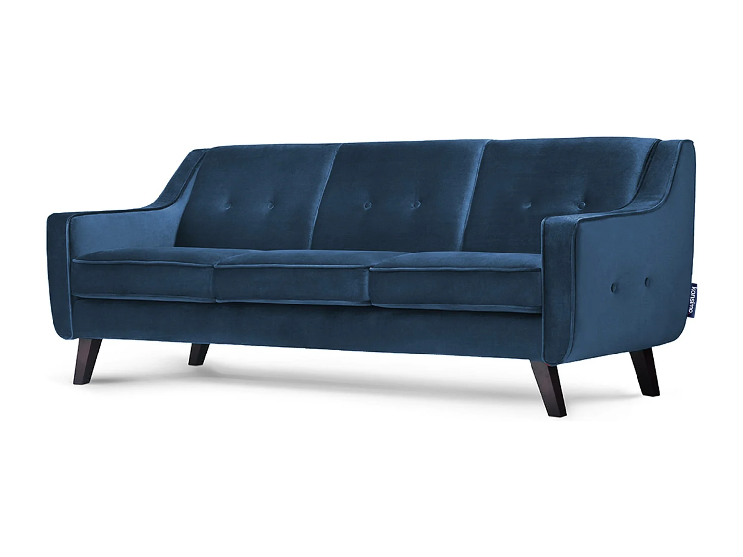 Sofa - 3 Sitzer im zeitlosen Design - Velours-Bezug - blau - TERSO