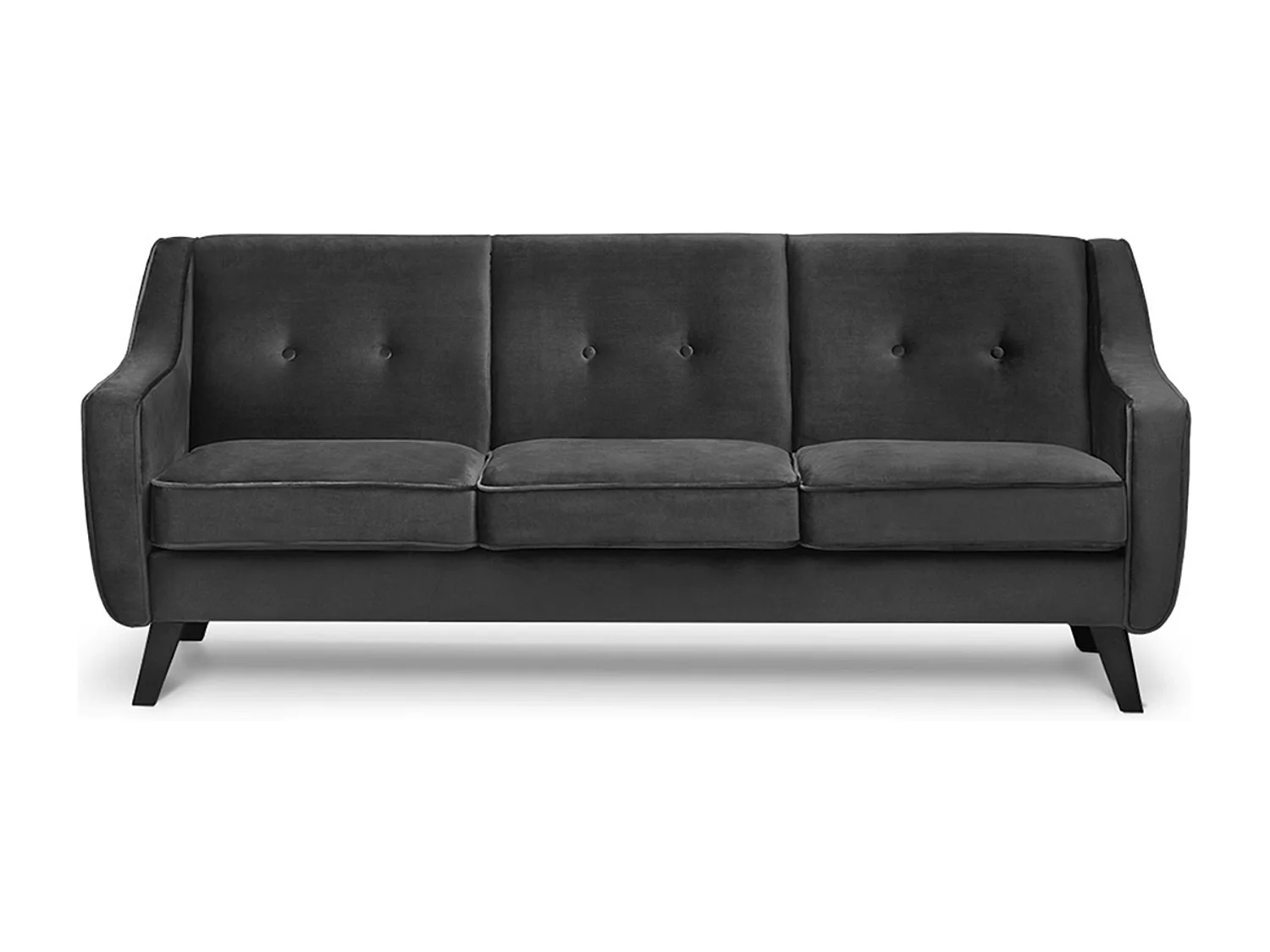 Sofa - 3 Sitzer im zeitlosen Design - Velours-Bezug - grau - TERSO