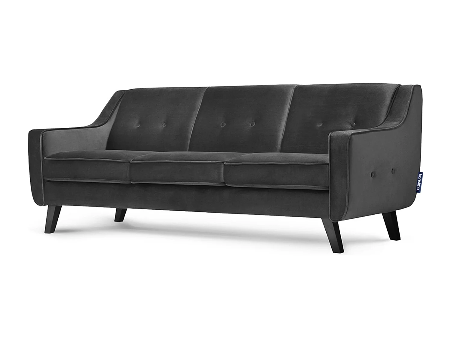 Sofa - 3 Sitzer im zeitlosen Design - Velours-Bezug - grau - TERSO
