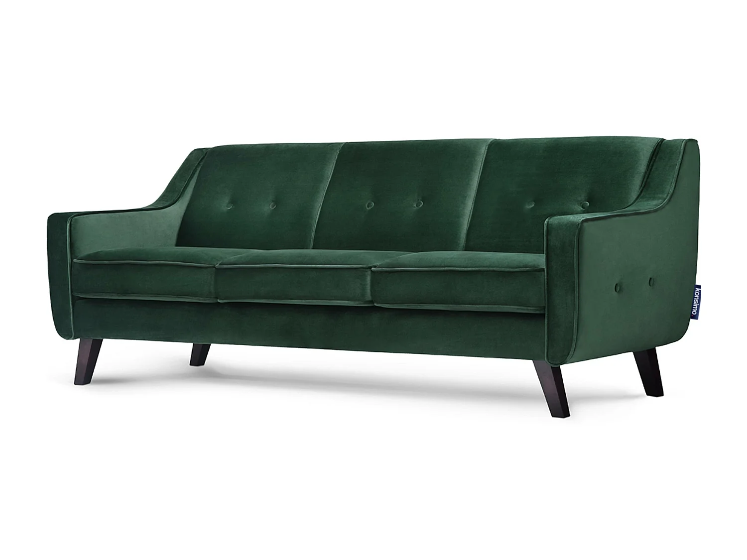 Sofa - 3 Sitzer im zeitlosen Design - Velours-Bezug - dunkelgrün - TERSO