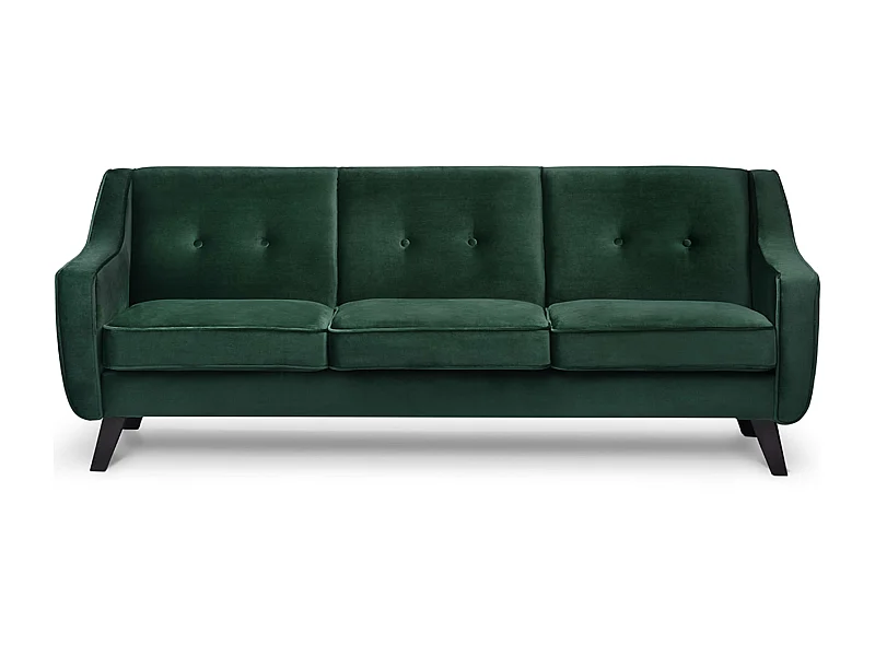 Sofa - 3 Sitzer im zeitlosen Design - Velours-Bezug - dunkelgrün - TERSO