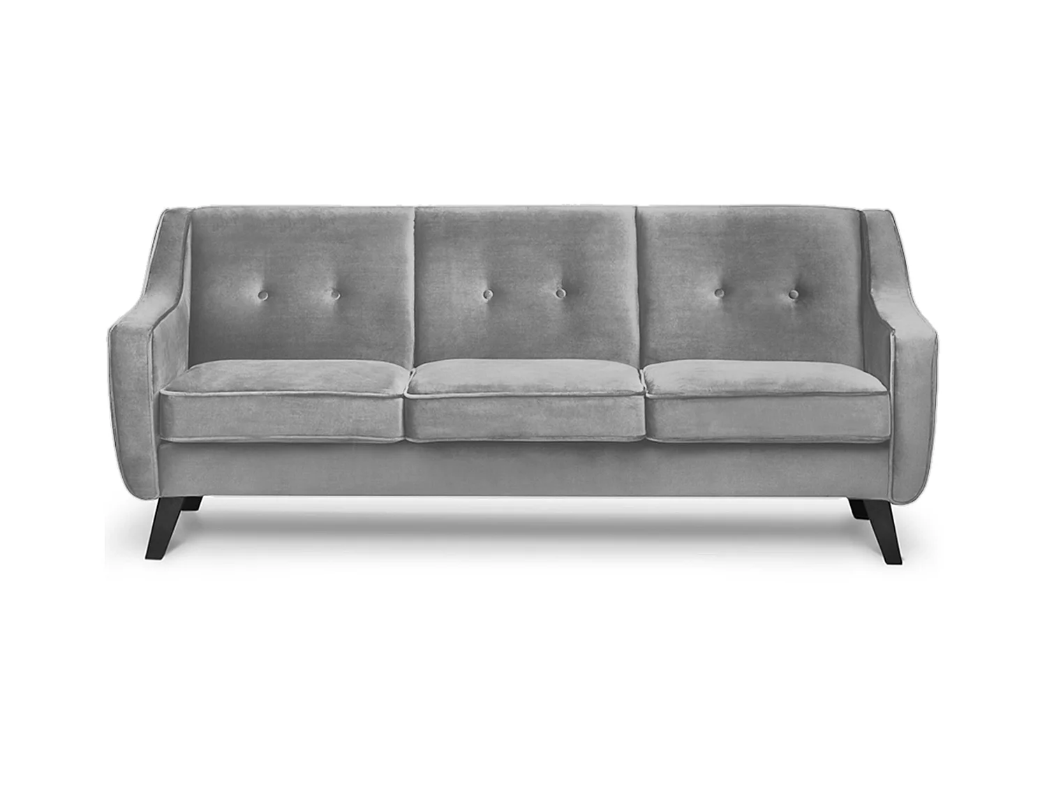 Canapé - 3 places design intemporel - revêtement velours - gris clair - TERSO