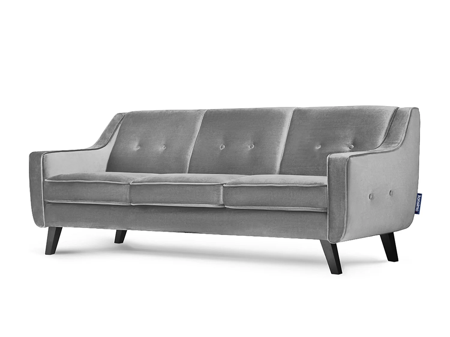 Sofa - 3 Sitzer im zeitlosen Design - Velours-Bezug - hellgrau - TERSO