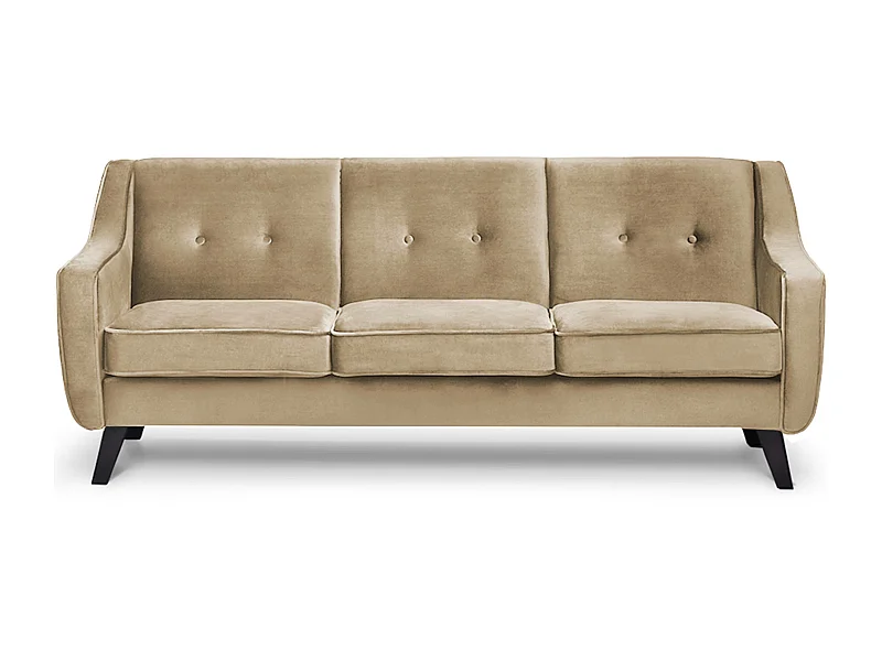 Sofa - 3 Sitzer im zeitlosen Design - Velours-Bezug -  dunkelbeige - TERSO