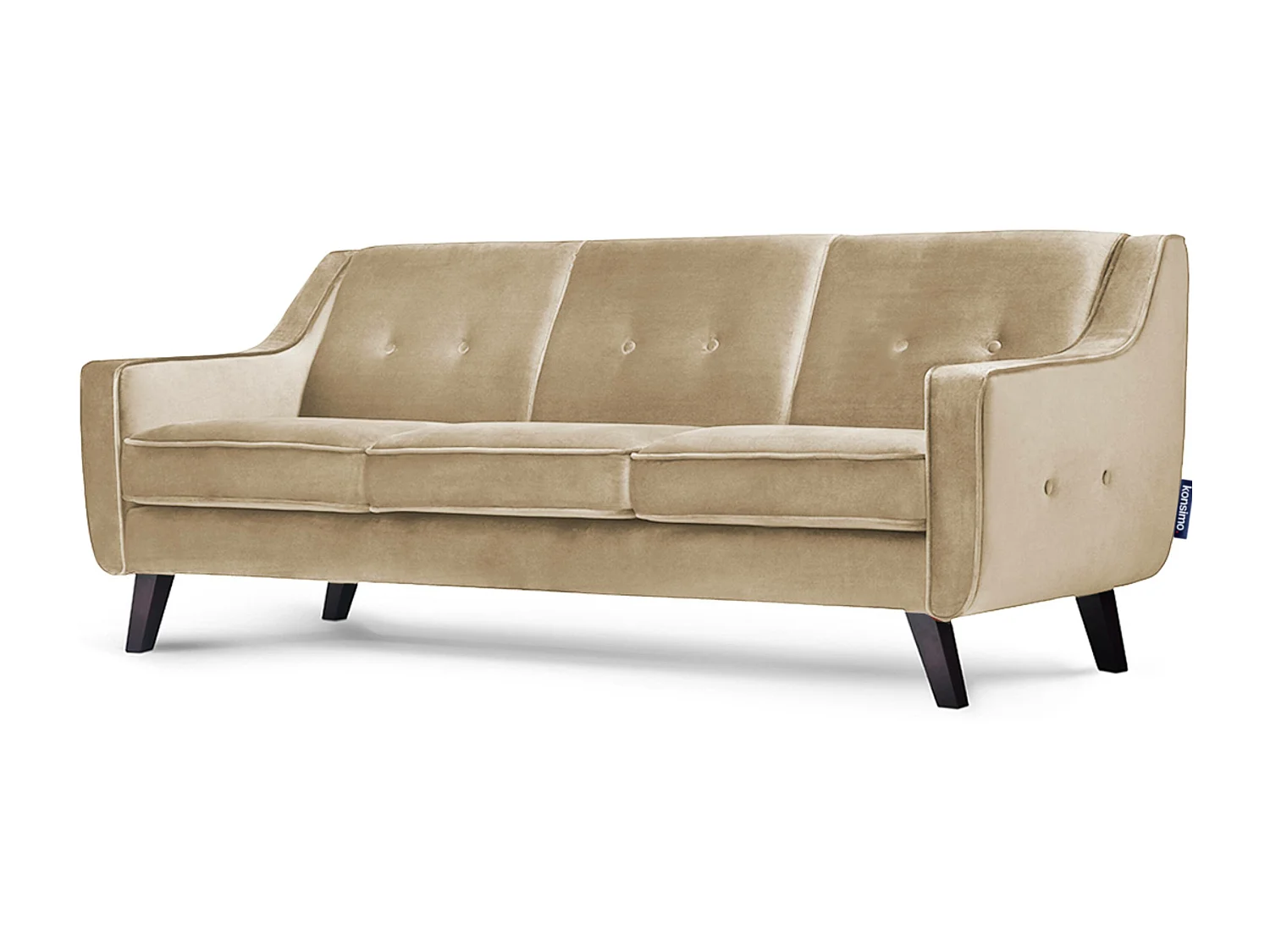 Sofa - 3 Sitzer im zeitlosen Design - Velours-Bezug -  dunkelbeige - TERSO