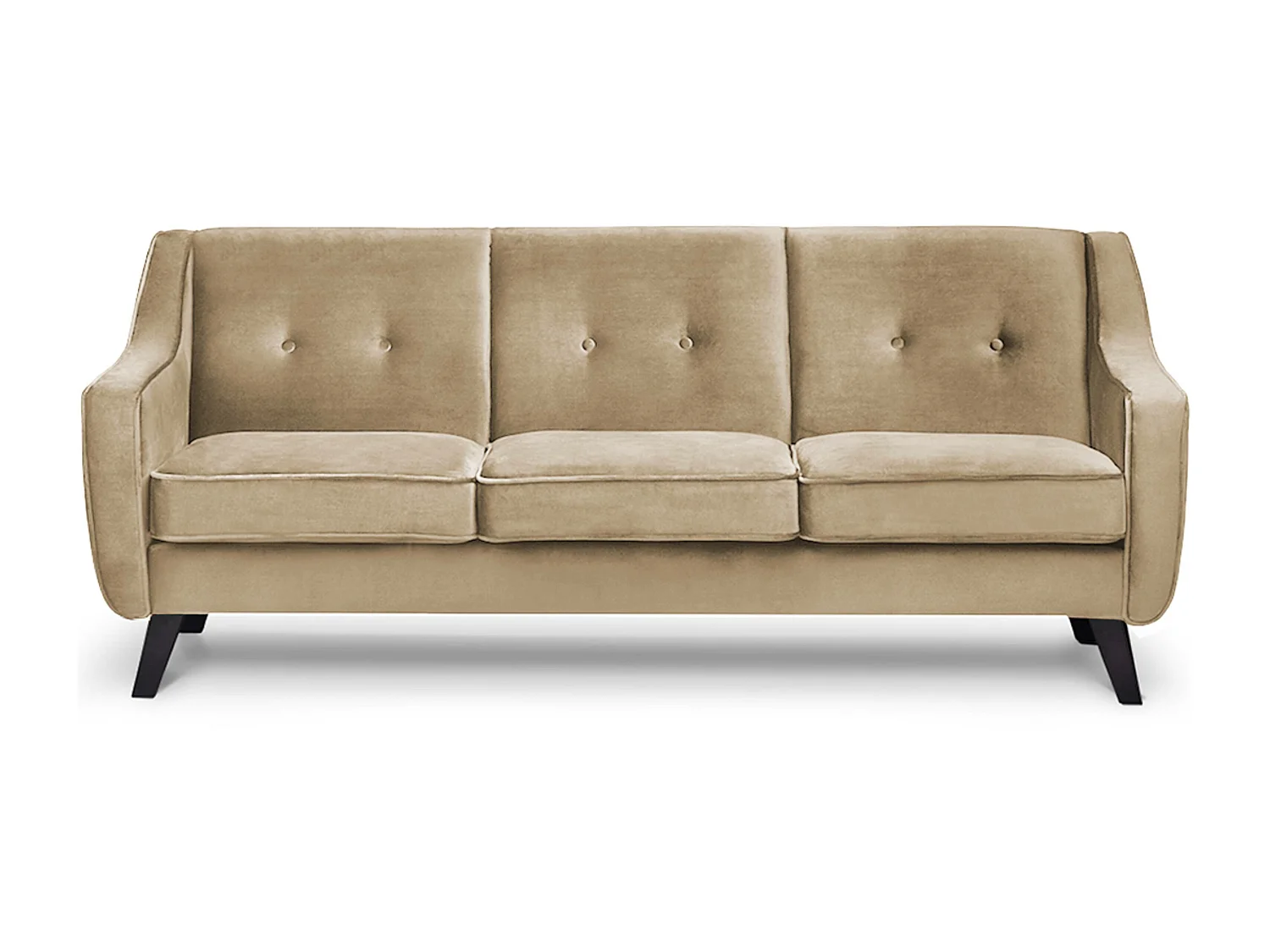 Sofa - 3 Sitzer im zeitlosen Design - Velours-Bezug -  dunkelbeige - TERSO