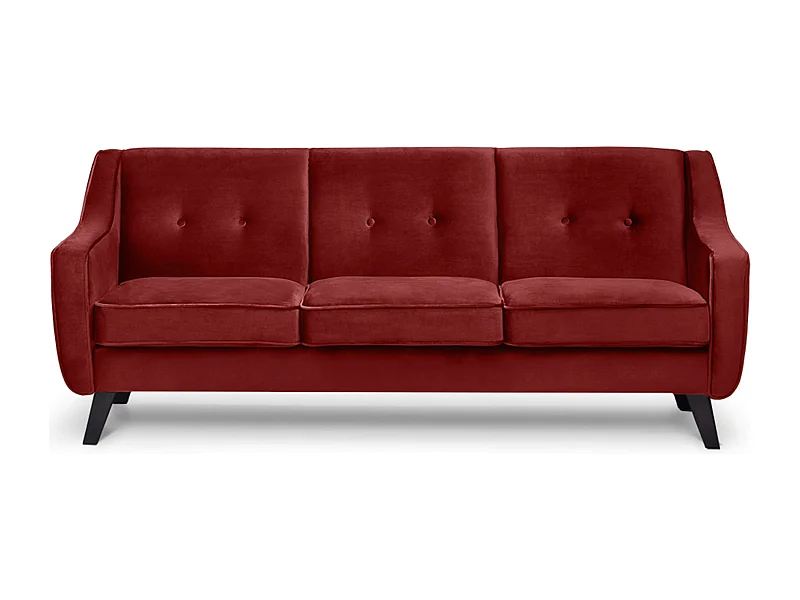 Sofa - 3 Sitzer im zeitlosen Design - Velours-Bezug - rot - TERSO