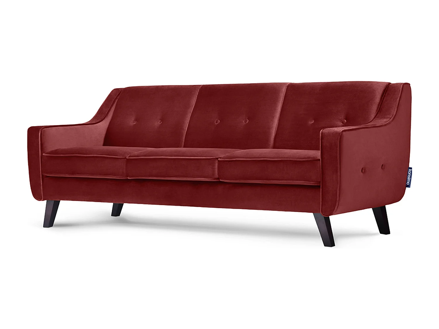 Sofa - 3 Sitzer im zeitlosen Design - Velours-Bezug - rot - TERSO