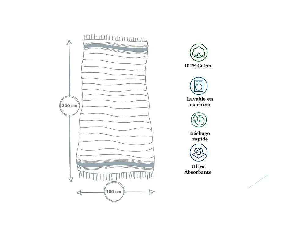 Fouta-strandlaken honingraatgroen katoen 100 x 200 cm