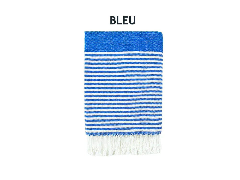 Fouta toalla de playa nido de abeja algodón azul 100 x 200 cm