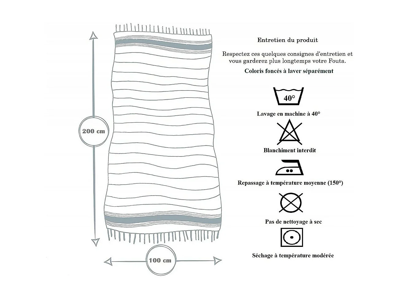 Fouta de Plage Nid d’Abeille 100% coton - Douceur et confort – Serviette de Plage - 100x200cm