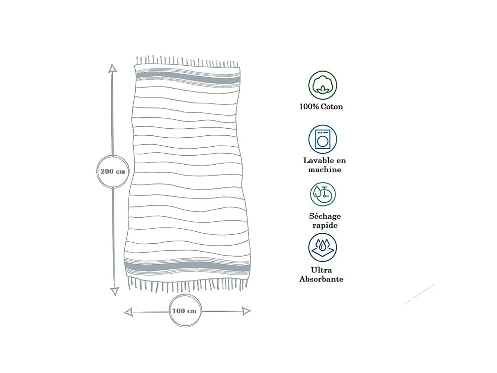 Fouta-strandlaken honingraat katoen paars 100 x 200 cm