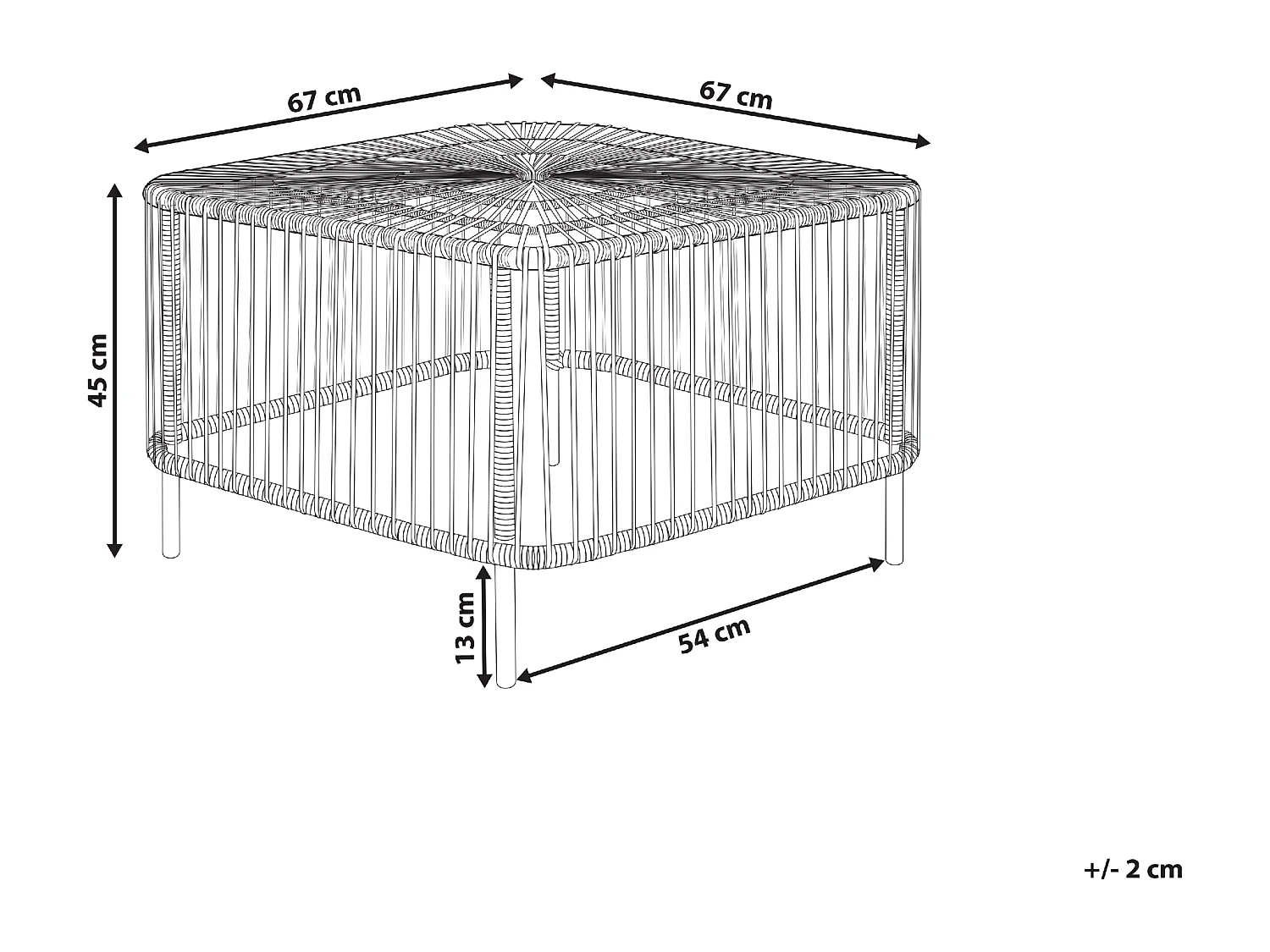 Table basse de jardin CESENATICO Rotin Naturel