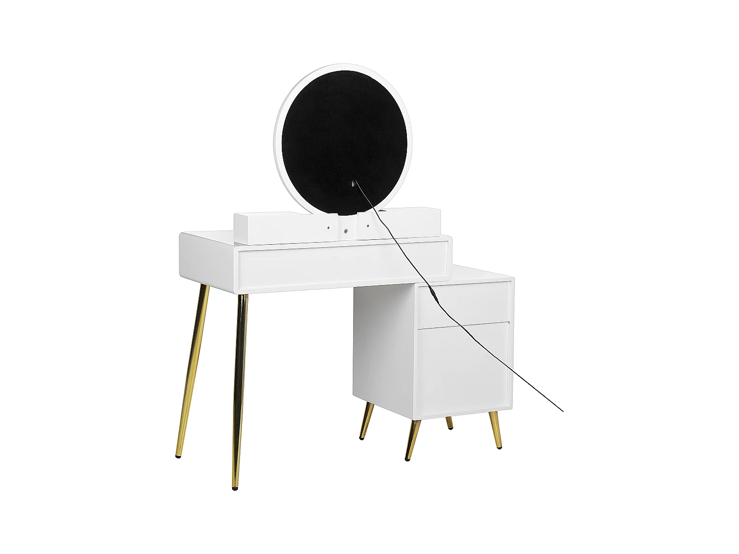 Coiffeuse avec miroir et tabouret YVES LED Blanc