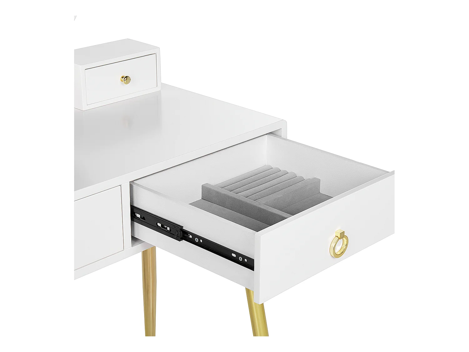 Coiffeuse avec miroir et tabouret YVES LED Blanc