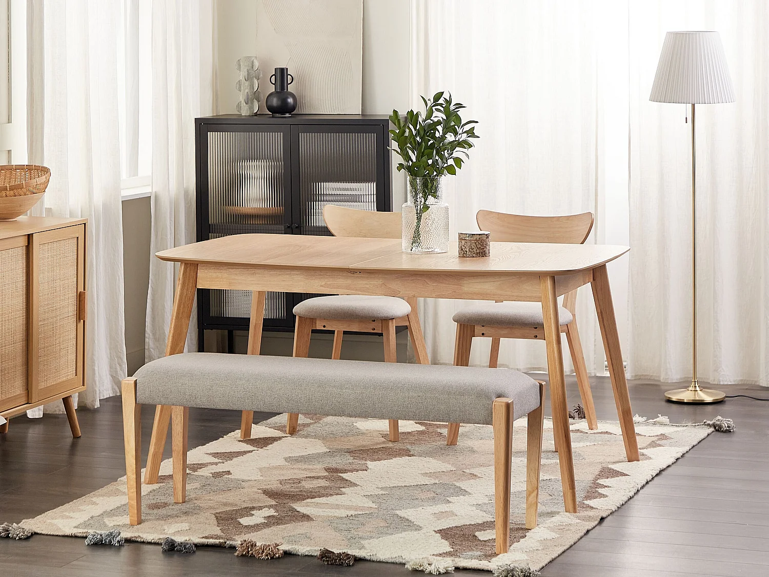 Banc ELYRIA Tissu Marron clair/gris