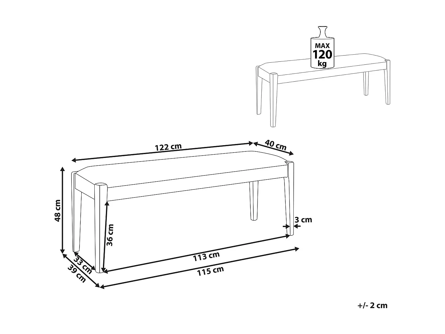 Ławka ELYRIA Jasny brąz/ szary