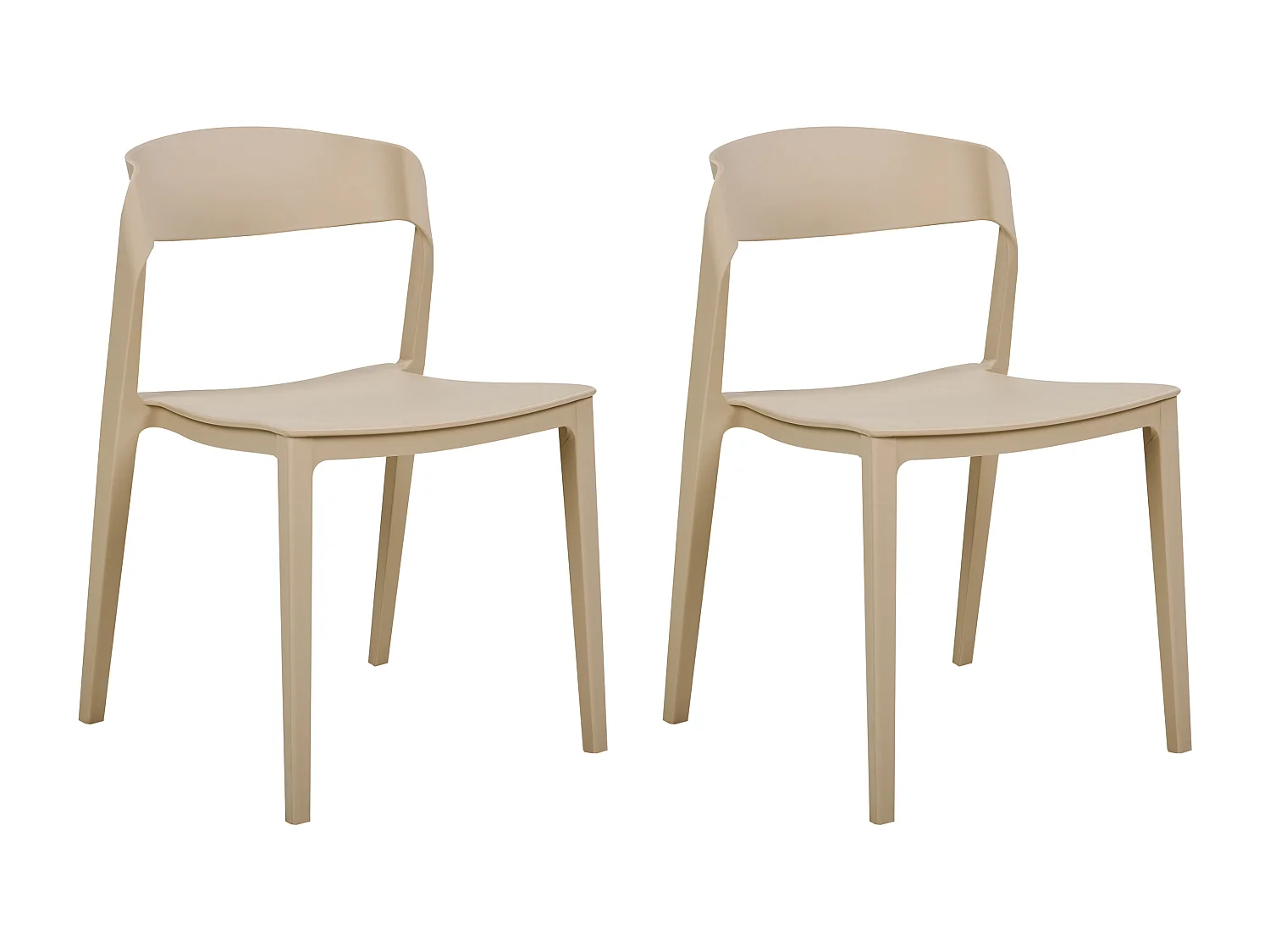 Esszimmerstuhl 2er Set Kunststoff beige stapelbar ohne Armlehnen modern Somers
