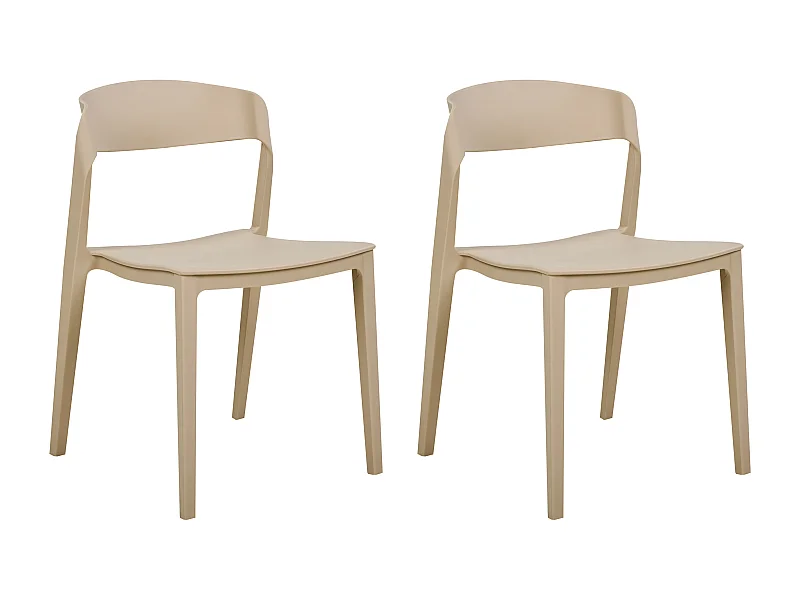 Esszimmerstuhl 2er Set Kunststoff beige stapelbar ohne Armlehnen modern Somers