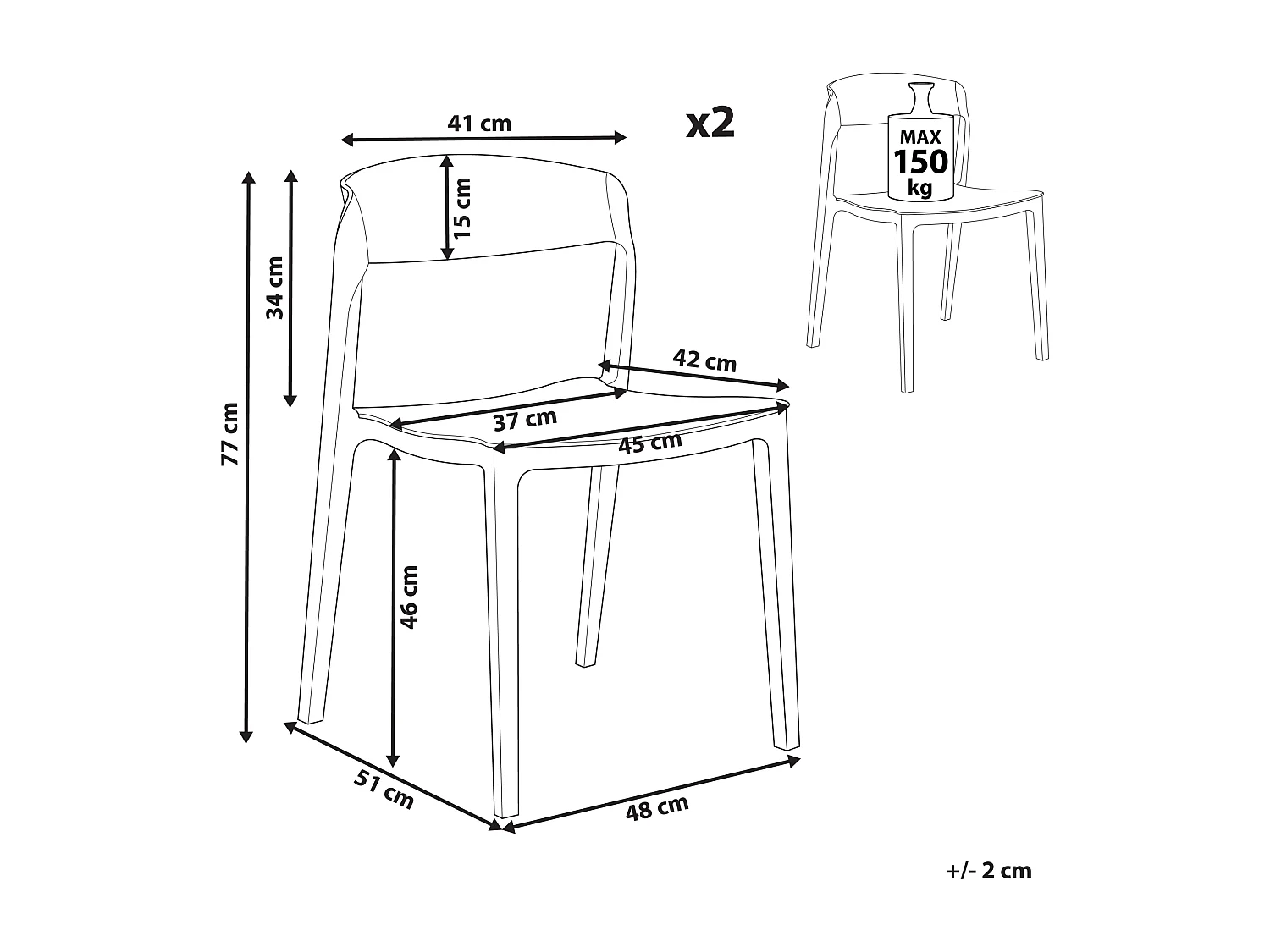 Set van 2 eetkamerstoelen SOMERS Mintgroen