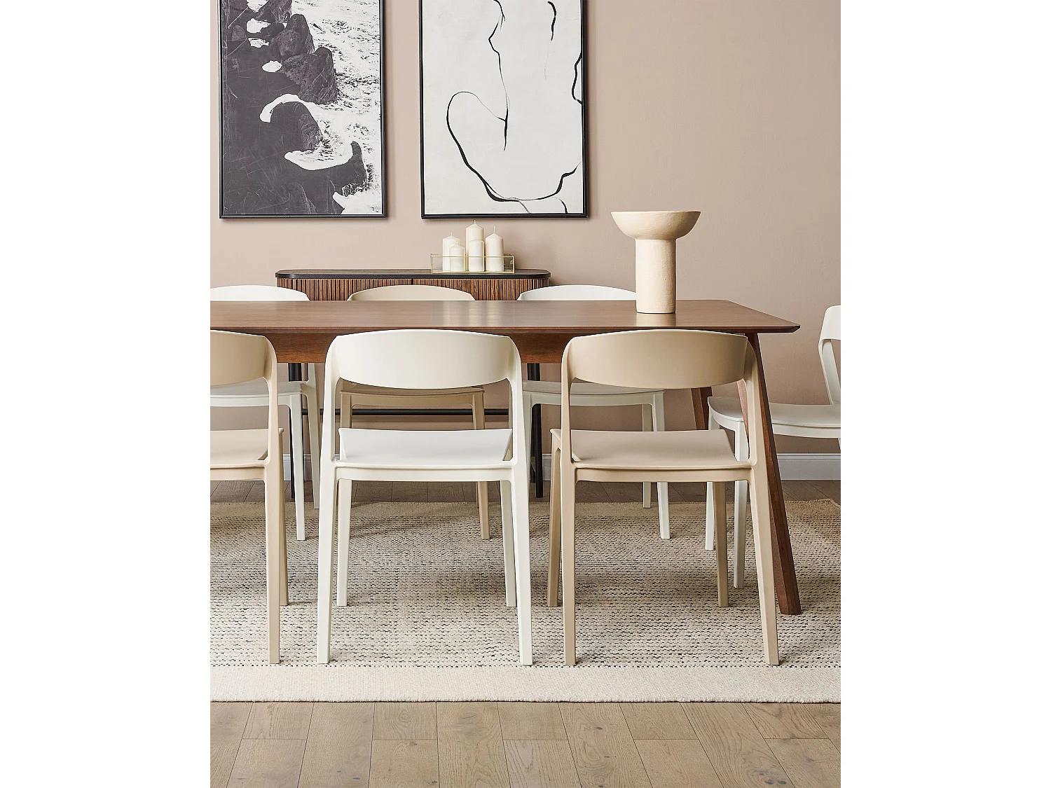 Esszimmerstuhl 2er Set Kunststoff weiß stapelbar ohne Armlehnen modern Somers