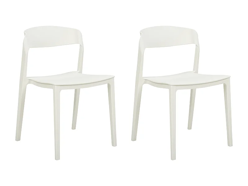 Esszimmerstuhl 2er Set Kunststoff weiß stapelbar ohne Armlehnen modern Somers