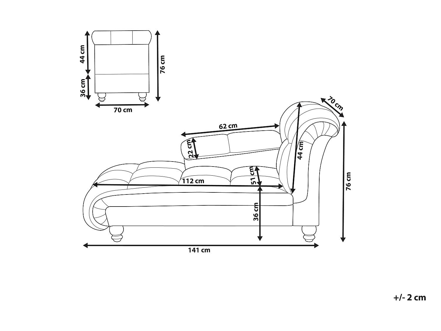 Chaise longue derecho LORMONT Terciopelo Gris claro