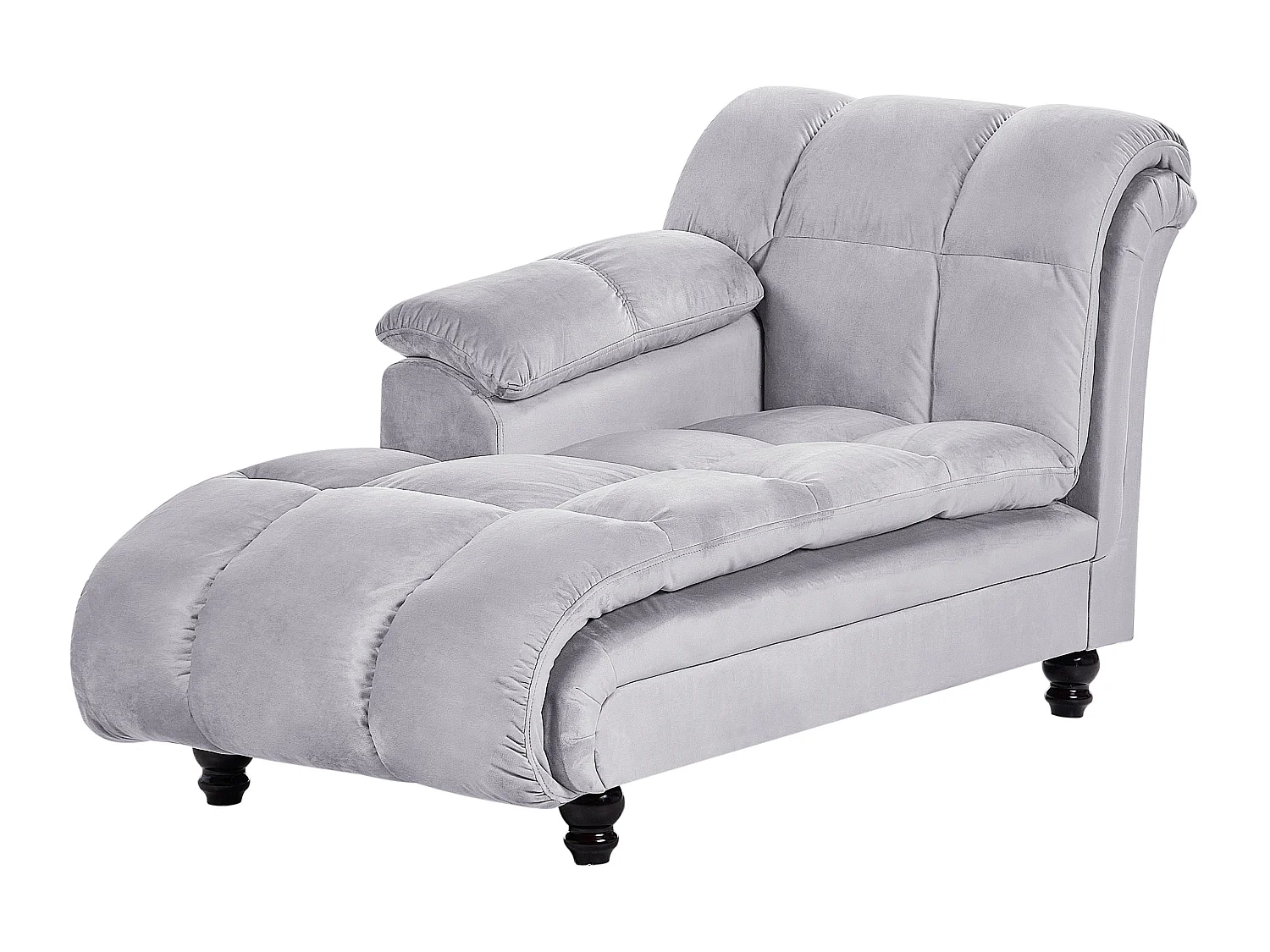 Chaise longue côté droit LORMONT Velours Gris clair