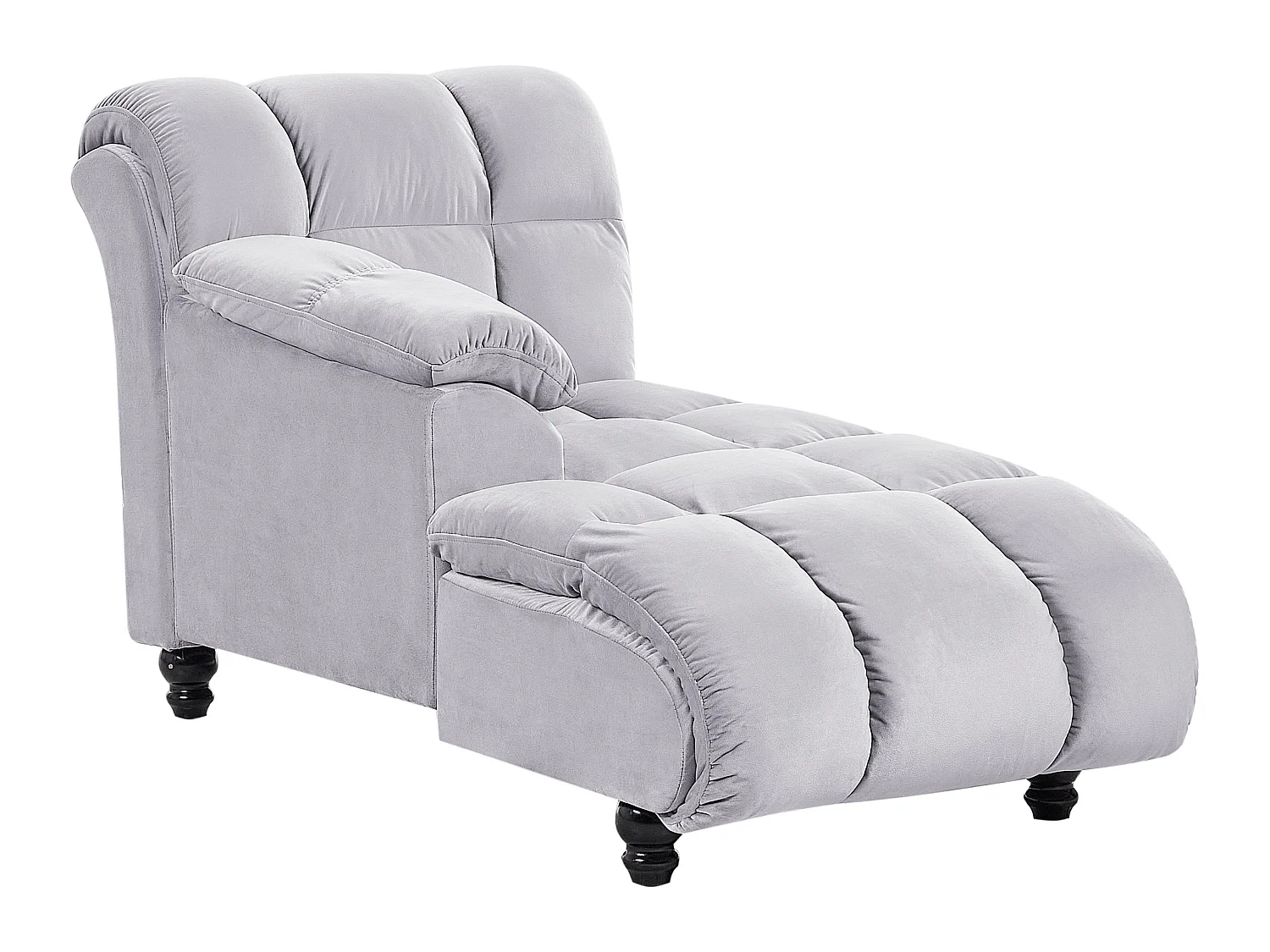 Chaise longue côté droit LORMONT Velours Gris clair