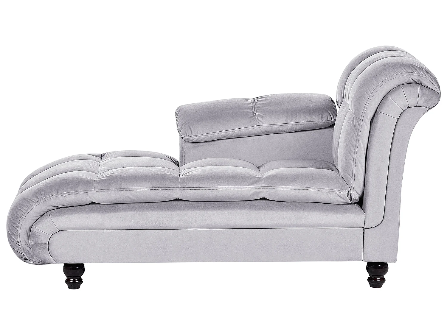 Chaise longue côté droit LORMONT Velours Gris clair