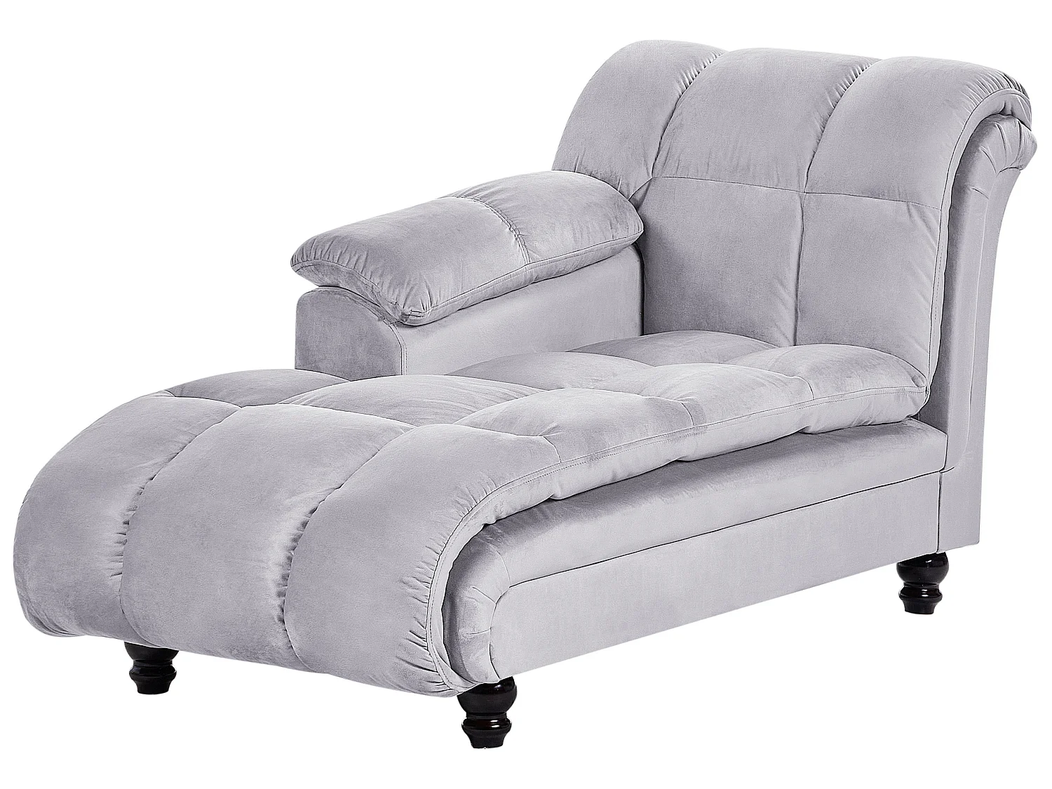 Chaise longue côté droit LORMONT Velours Gris clair