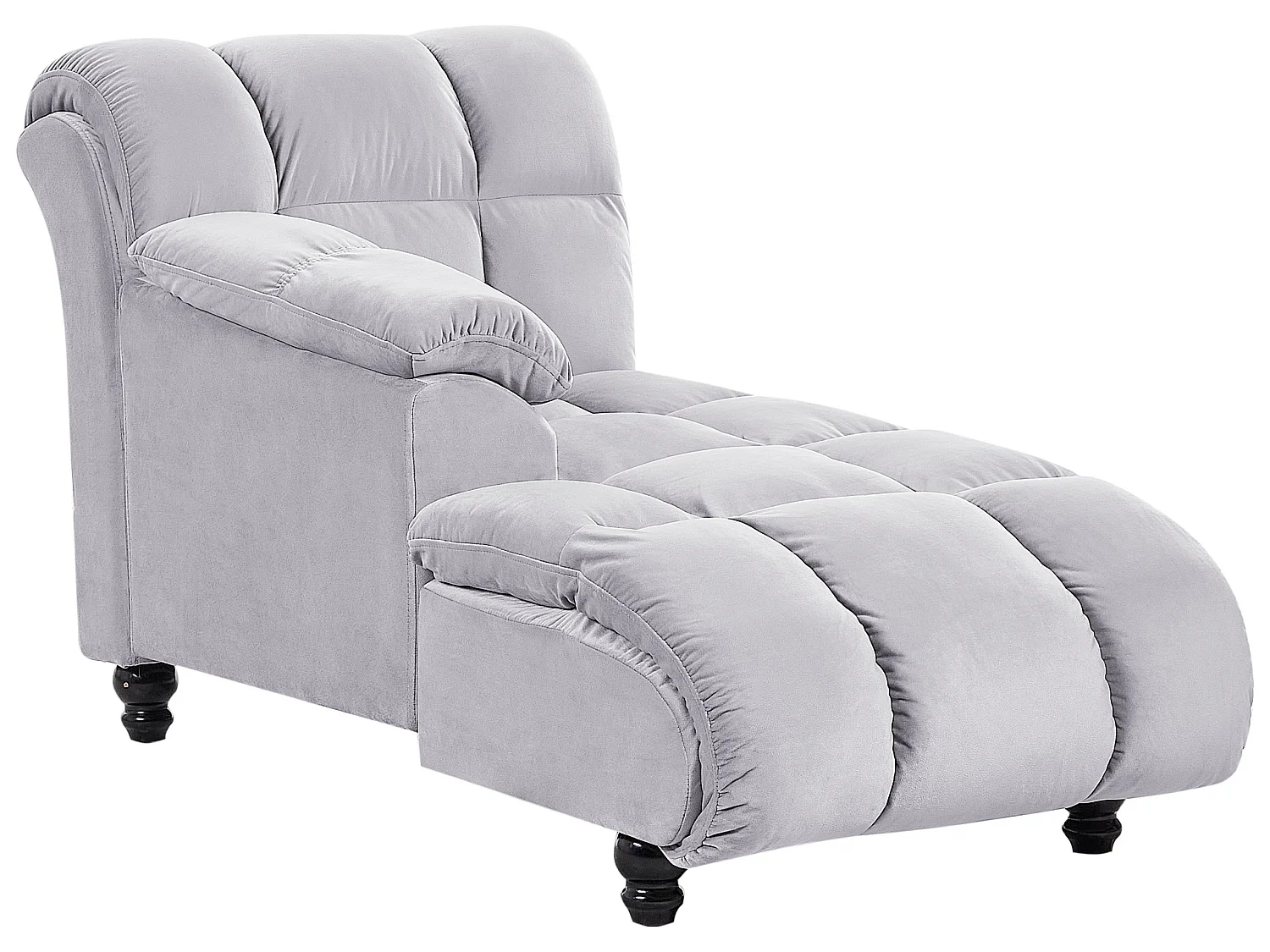 Chaise longue côté droit LORMONT Velours Gris clair