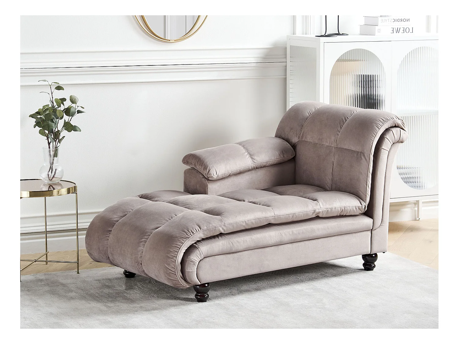 Chaise longue côté droit LORMONT Tissu Taupe
