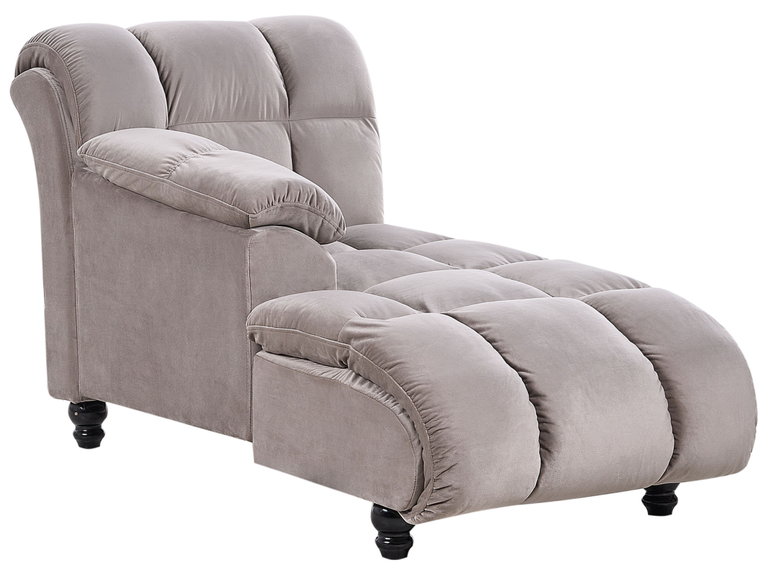 vente unique Chaise longue côté droit en velours taupe LORMONT