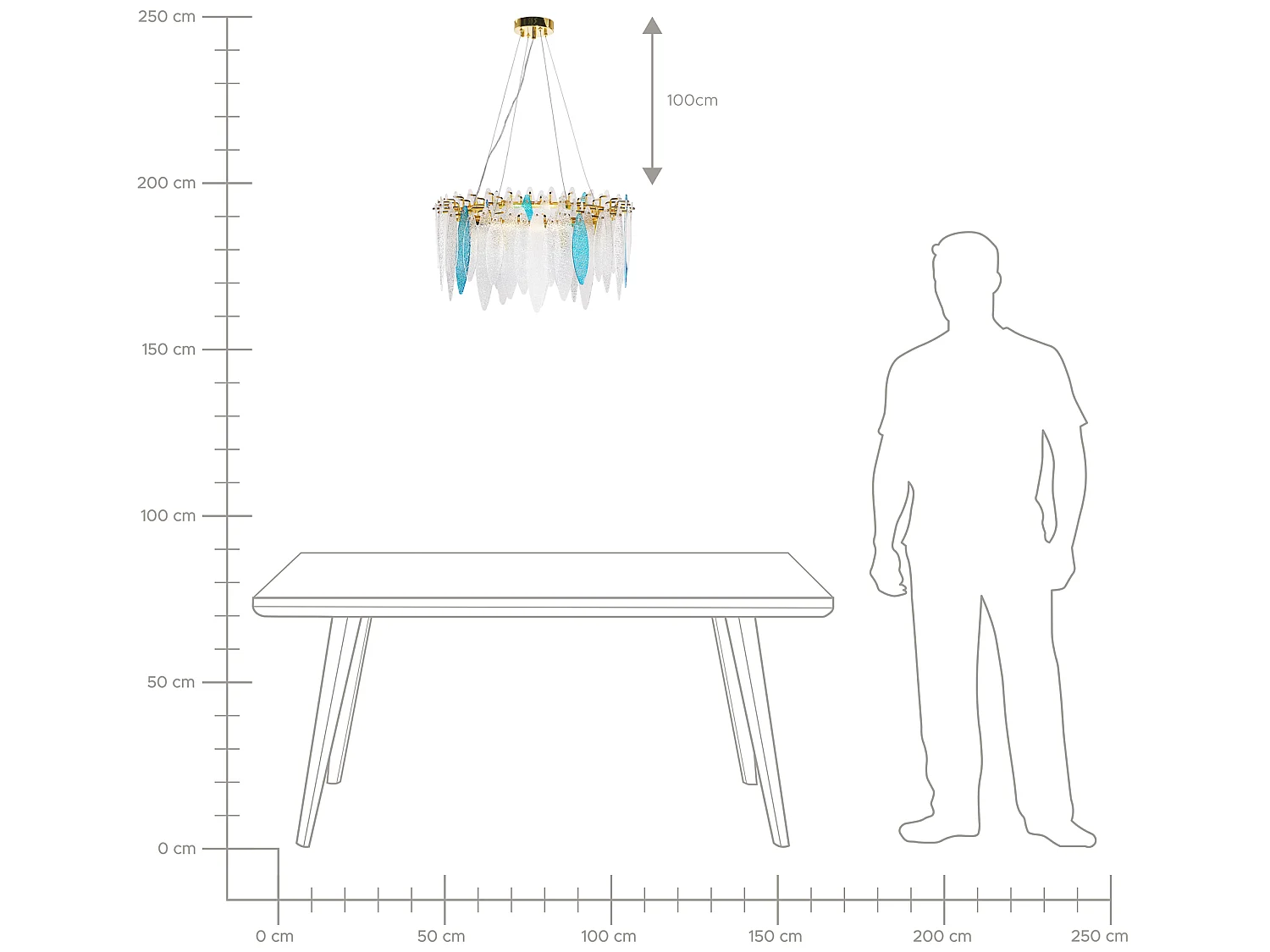 Lámpara de araña MALACCA Vidrio Multicolor