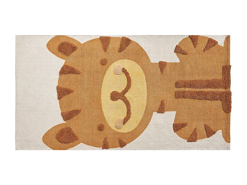 Kinderzimmer Teppich aus Baumwolle mit Tigerdruck 80 x 150 cm mehrfarbig Spielzimmer Sigli